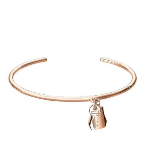 HERMES/爱马仕 经典Kelly Clochette系列 超小号18K金玫瑰金挂锁铃铛图案手镯H220470B