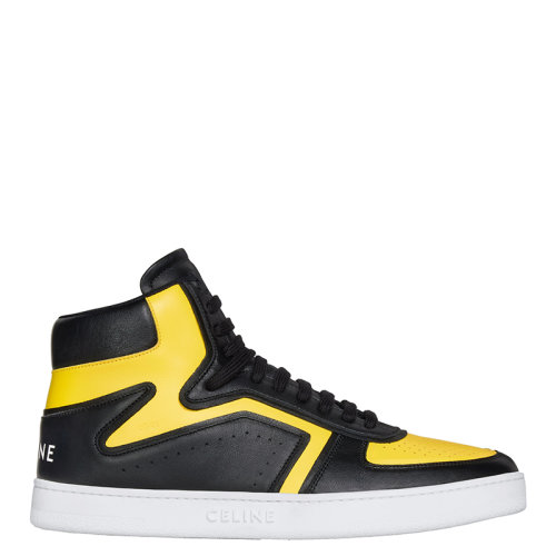 CELINE/赛琳      “Z” TRAINER CT-01系列 男士黑色/亮黄色牛皮革高帮运动鞋342813338C.38LY