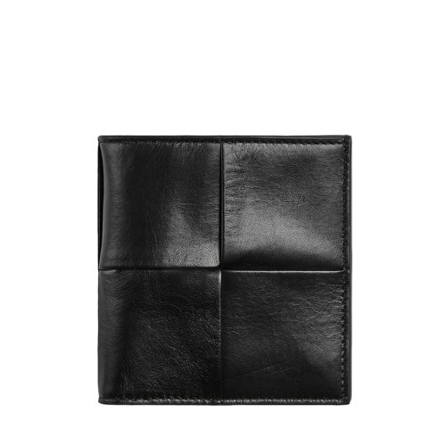 Bottega Veneta/葆蝶家 经典款 男士黑色Intreccio编织皮革双折薄钱包690934VCQ728803