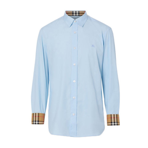 棉质蓝色男士长袖衬衫 BURBERRY/博柏利 男士衬衫 男上装 巴宝莉