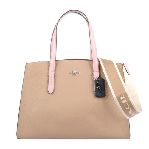 COACH/蔻驰 Charlie Carryall系列女士拼色涂层帆布配皮经典双C字母徽标印花单肩包斜挎包手提包女包 4146 多色可选