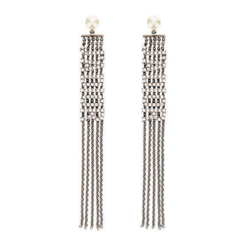 DIOR/迪奥 女士银色长款水晶链式耳饰耳坠耳环 E1041ADRCY-909