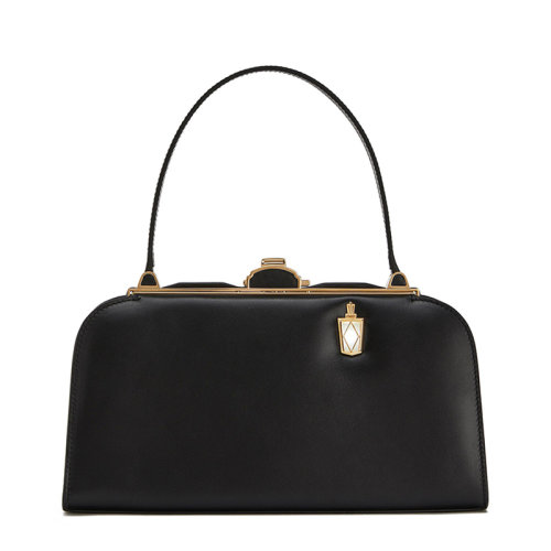 LOEWE/罗意威 22春夏新款Lantern系列 女士黑色小牛皮金扣配手电筒镜子单肩手提盒子包 0010368314