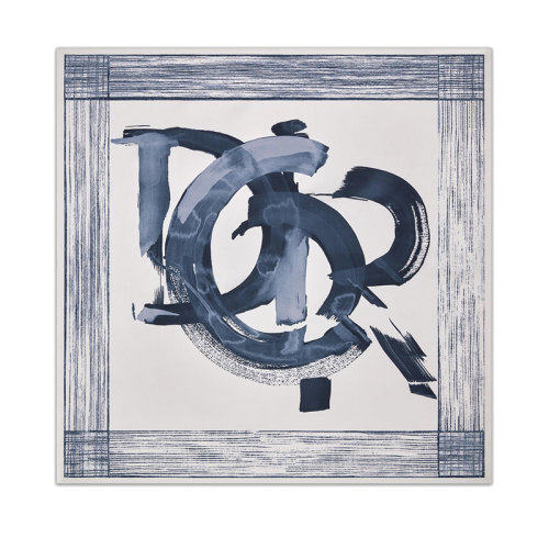 DIOR/迪奥 22年春夏新款 JACK KEROUAC系列 男士白色桑蚕丝面料海军蓝色印花饰巾丝巾04B1068A0718_C085