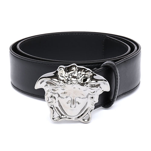 VERSACE/范思哲  银色美杜莎 男士黑色牛皮革腰带 DCU4140-DVTP1-D41IP