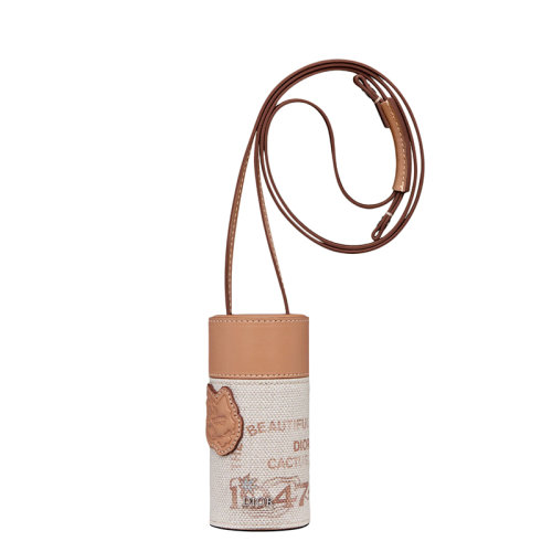 DIOR/迪奥 22新款NANO ROLLER系列 CACTUS JACK联名款男士咖啡色棉质帆布“1947”标志光滑牛皮革刺绣补丁单肩斜挎手拿包2ESCP042PAC_H167