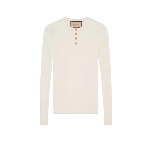  GUCCI古驰 22年秋冬 女士 超精细粘胶纤维长袖T恤 691568 XKCAJ 9200