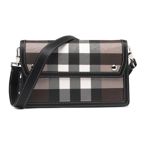 BURBERRY/博柏利格纹环保帆布斜背包TPU男士单肩包8039213