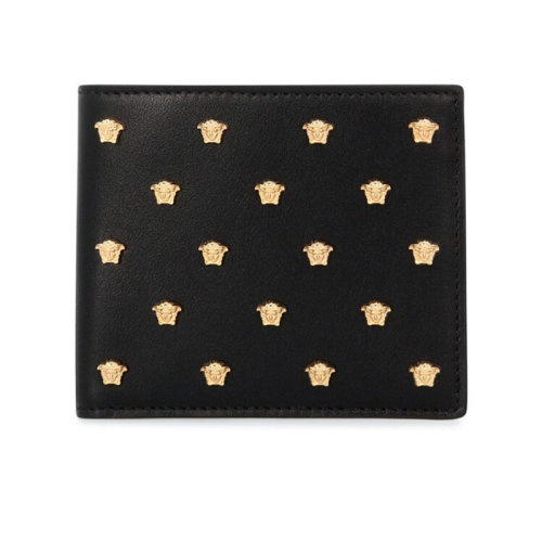 VERSACE/范思哲  男包男士黑色皮革时尚美杜莎头像装饰经典短款钱夹钱包    DPU2463-DVTMED-1B00V