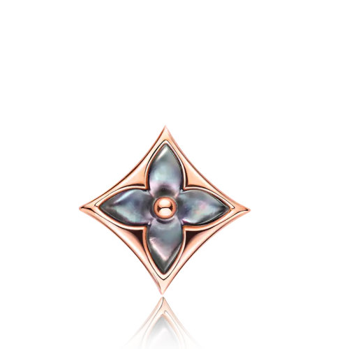 Louis Vuitton/路易威登 BLOSSOM系列 经典款单只18k金玫瑰金灰色珍珠母贝星星花朵形状耳钉Q96433