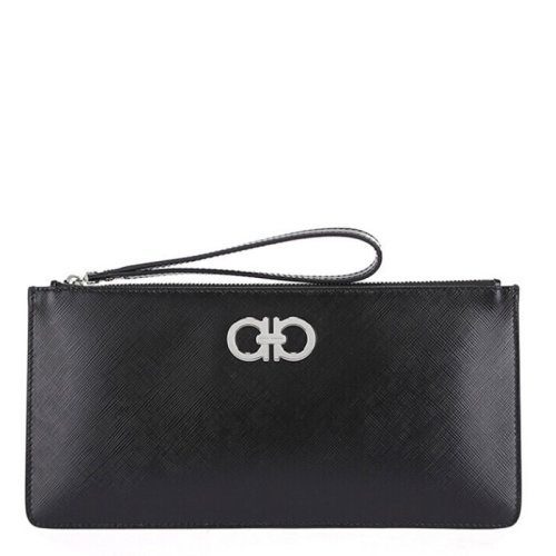 Salvatore Ferragamo/菲拉格慕 女士 女包 黑色皮革时尚手拿包