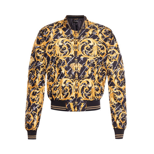 VERSACE/范思哲 女士黑色印花真丝混纺飞行员夹克 A85811-A232981-A7900