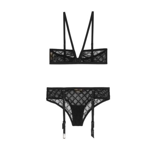 GUCCI古驰 22年秋冬 女士 GG星星薄纱内衣套装 703913 XUAEY 1000