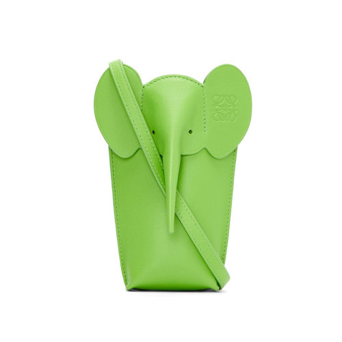 LOEWE/罗意威 23春夏新款 经典款 女士豌豆绿釉小牛皮磁扣开合单肩斜挎大象包C623B02X04-8611