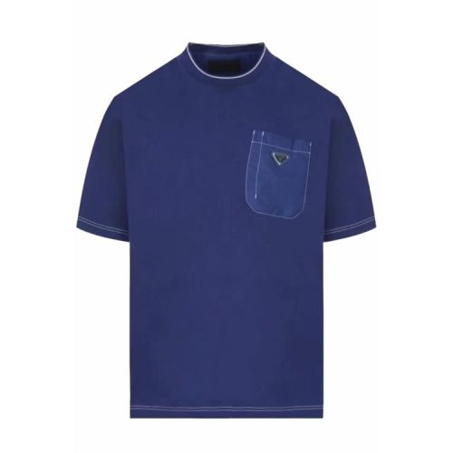 PRADA/普拉达经典三角形徽标男士棉质圆领短袖T恤 UJN790 10D3 S 221