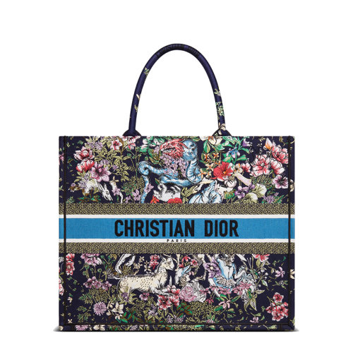 DIOR/迪奥 22春夏新款BOOK TOTE系列 女士大号多色D-Constellation图案刺绣织物手提托特包M1286ZRUV_M928