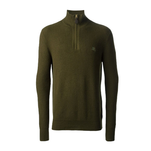 BURBERRY/博柏利 男士军绿色棉质立领拉链针织衫 3943653