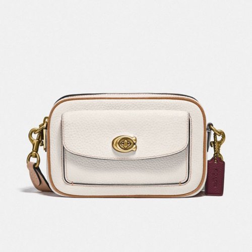 COACH 蔻驰  女士专柜款WILLOW系列小号相机包单肩斜挎包白色牛皮革 C0695 B4CAH