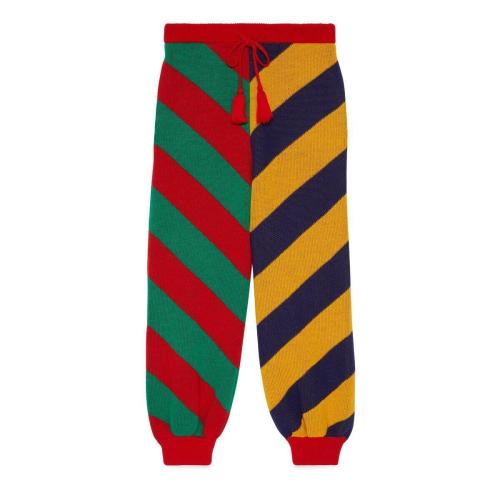  GUCCI古驰 22年秋冬 男士 条纹提花羊毛针织长裤 724777 XKCWJ 6251