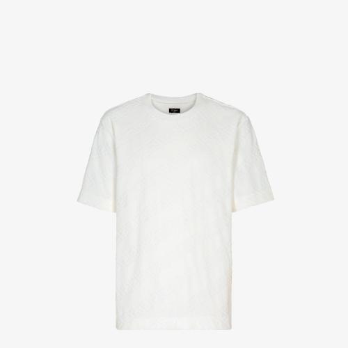  FENDI芬迪 22年秋冬 男士 短袖T恤 白色雪尼尔T恤 FY0936AKDOF0AU5