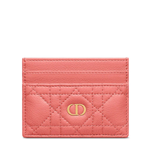 DIOR/迪奥 22新款CARO系列 粉状珊瑚粉色小牛皮CD金色标志藤格纹卡包S5130UWHC_M76P
