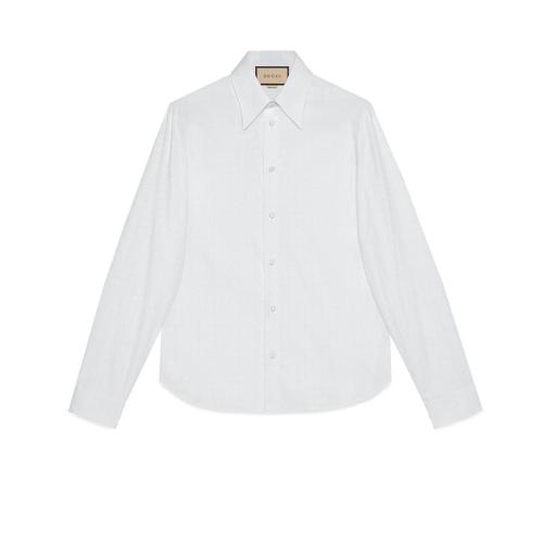 GUCCI古驰 22年秋冬 男士 马衔扣提花棉质衬衫 721176 ZAKH5 9000