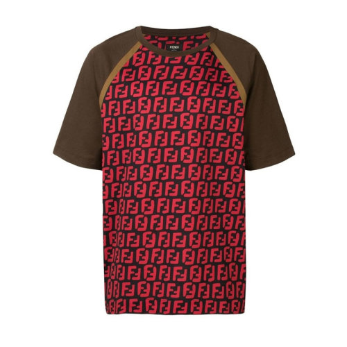 FENDI/芬迪 男装 男士双F拼色棉质短袖T恤 FY0980 A7A4 F0QY3
