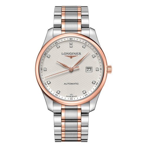 LONGINES/浪琴  名匠系列 自动机械表精钢玫瑰金表带镶钻表盘男表42毫米L2.893.5.77.7