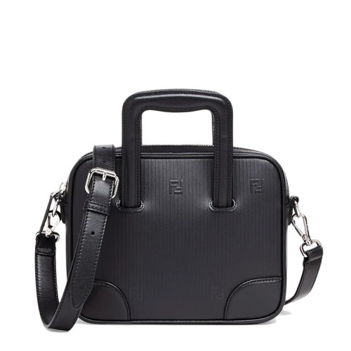FENDI/芬迪 21新款 男士黑色牛皮革FF图案拉链开合手提单肩斜挎邮差包7VA543AG0RF0GXN