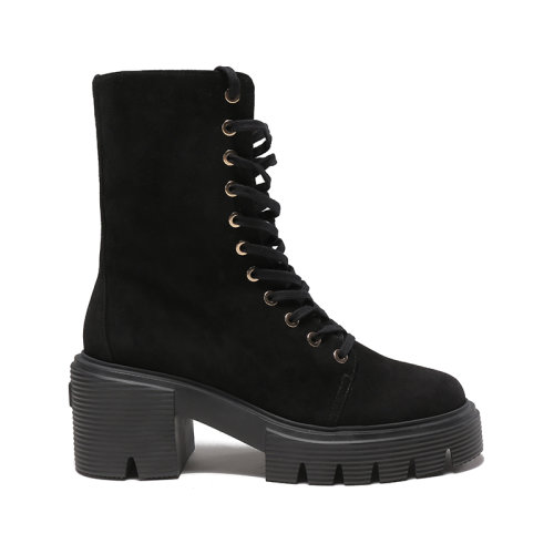 Stuart Weitzman/斯图尔特韦茨曼 【22秋冬新款】 女士绒面革系带厚底高跟靴子短靴马丁靴 SOHO BOOTIE