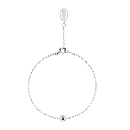 CARTIER/卡地亚 Diamants Légers系列 简约优雅小号18k金白金镶钻手链 B6037200