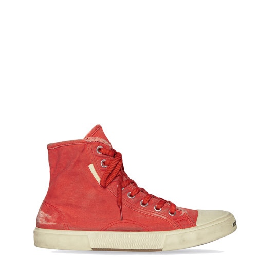 Balenciaga/巴黎世家 22年春夏新款 女士红色磨损棉质材料高帮运动鞋帆布鞋688756W3RC16090