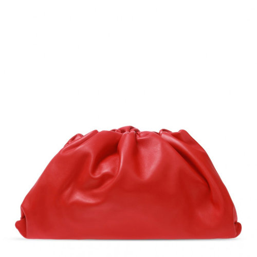 Bottega Veneta/葆蝶家 The Pouch系列女士纯色小牛皮褶皱束口磁扣开合手拿包云朵包晚宴包女包 576227-VCP40 多色可选