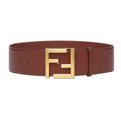 FENDI/芬迪新款 女士棕色皮革FF搭扣腰带60毫米8C0650AAIWF1EXV
