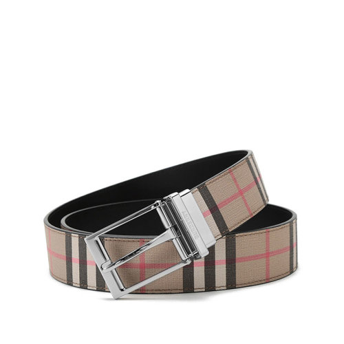 BURBERRY/博柏利 男款环保帆布/牛皮革针扣式双面皮带腰带 80401921