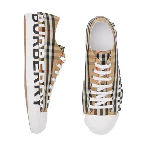 BURBERRY 22年春夏 男士 Vintage 格纹徽标印花棉质运动鞋 80241491 预定商品1-3周发货