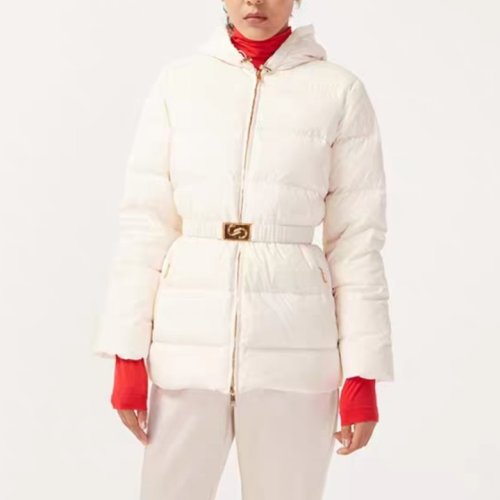 St.John/盛蔷中长款连帽收腰女士羽绒服H611A21