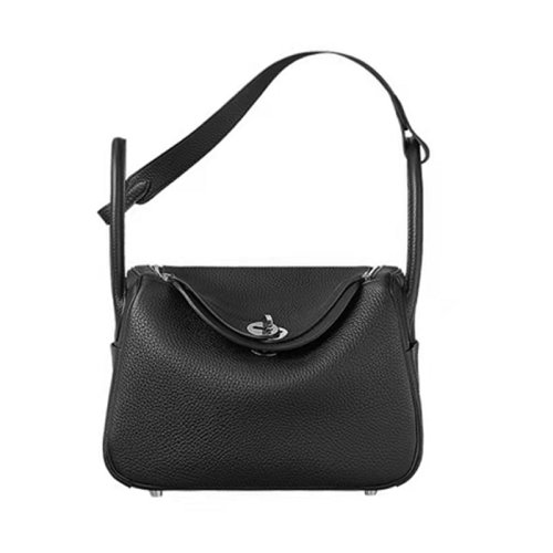 HERMES/爱马仕 女包Lindy26 bag银扣手提包手挽包水桶包 黑色
