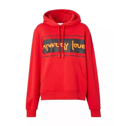 Burberry/博柏利 红色标语印花长袖连帽卫衣 女款女卫衣