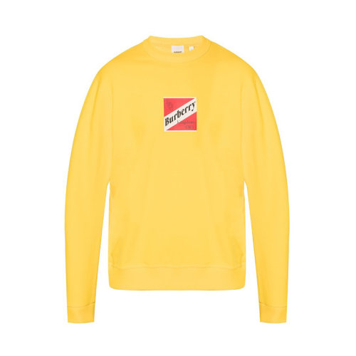 【20春夏新款】BURBERRY/博柏利  男士金丝雀黄棉质徽标图案运动衫 男卫衣 8024316 DX