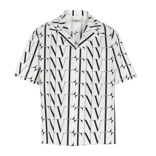 Valentino/华伦天奴 男士拼色棉质经典字母徽标印花装饰翻领系扣短袖上衣T恤衬衣衬衫保龄球衫 VV3AAA90-6G5 多色可选