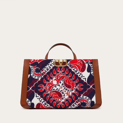  VALENTINO华伦天奴 22年秋冬 女士 手提包 SAC a MAIN VLOGO SIGNATURE EN TOILE A_VEC IMPRIM