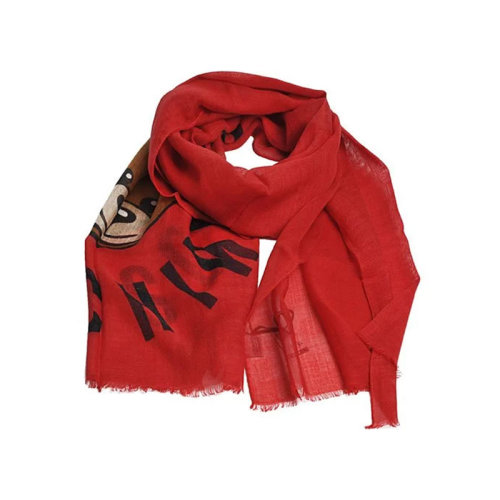 MOSCHINO/莫斯奇诺  女士红色羊毛小熊图案字母印花时尚百搭秋冬围巾围脖  03379M1807005