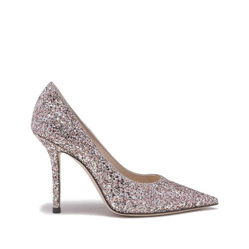 Jimmy Choo/周仰杰 【22秋冬新款】 女士粗粒闪粉面料尖头高跟鞋 LOVE 100 CGF