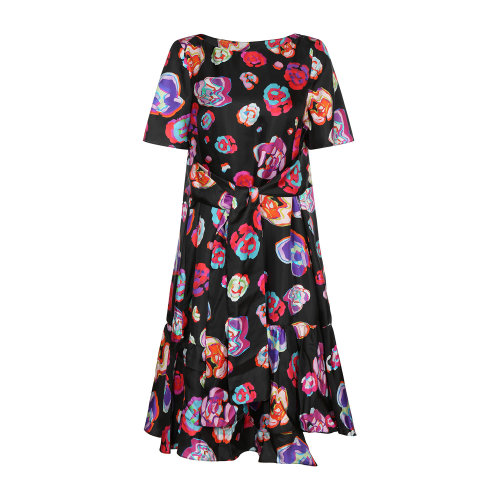 Emporio Armani/安普里奥阿玛尼 黑色 女士真丝花朵束腰连衣裙 4NA40T-42502-099