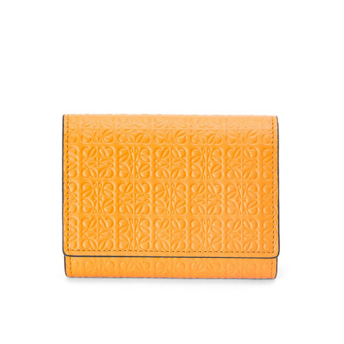 LOEWE/罗意威 22新款Repeat新款 女士橘色徽标压花小牛皮三折钱包C499TR2X01-9130