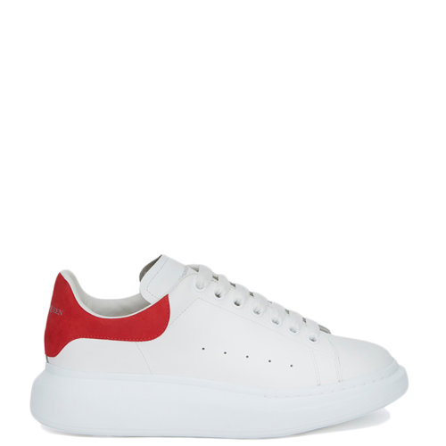 Alexander McQueen/亚历山大麦昆      男士白色红色拼色光滑小牛皮系带阔型运动鞋553680WHGP79676