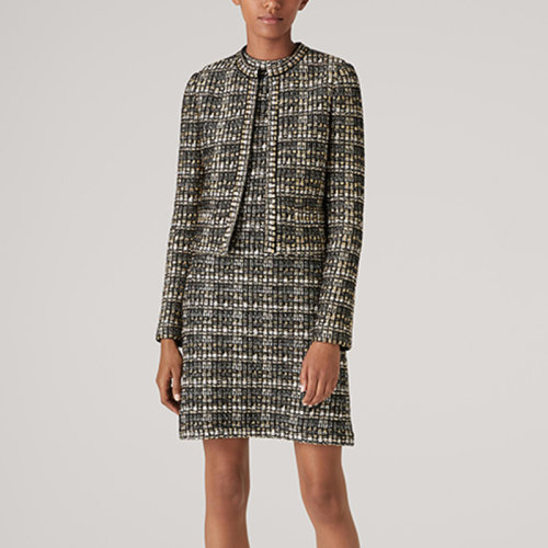 St.John/盛蔷粗花呢针织无袖短款女士连衣裙K1210J1