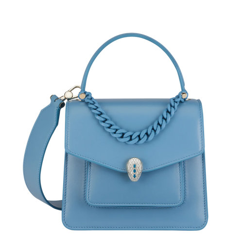 BVLGARI/宝格丽 SERPENTI FOREVER系列 女士小号蓝色小牛皮蛇首扣斜挎单肩手提包291467