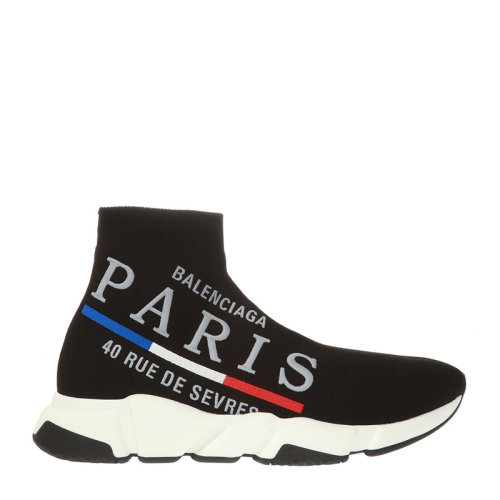 Balenciaga/巴黎世家男士黑色织物PARIS徽标高帮休闲鞋运动鞋平底鞋跑步鞋男鞋602266-W05GC-1006